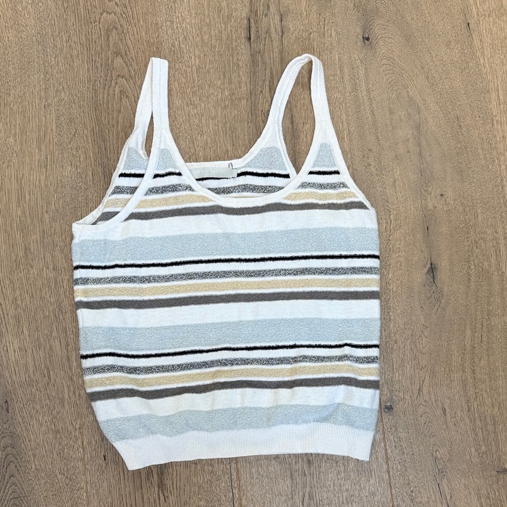 Chic Striped Tank Top - White, Black, Tan
